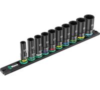Wera 9660 Vasos en listón magnético B Impaktor Deep 1 Juego de llaves de vaso, arrastre de 3/8", 10 piezas