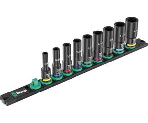 Wera 9661 Vasos en listón magnético B Impaktor Deep Imperial 1 Juego de llaves de vaso, arrastre de 3/8", 9 piezas