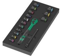 Wera 9724 Depósito de espuma juego de carraca 8010 B Zyklop Comfort Set 1, 3/8", 16 piezas