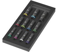 Wera 9725 Depósito de espuma juego de llaves de vaso Zyklop C, 1/2", Impaktor Deep Set 1, 11 piezas