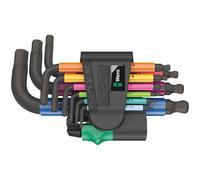WERA-05133164001-950/9 Hex-Plus Multicolour 2 - Juego de llaves acodadas métricas, BlackLaser
