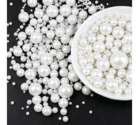 Weraru Chispas de azúcar con perlas blancas comestibles, tamaño de mezcla de caramelos, decoración comestible para tartas, decoración de cupcakes, decoración de galletas, celebraciones, boda, ducha,