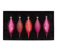 WeRChristmas Bolas de Cristal, Color Rojo y Morado, 5 Unidades