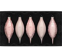 WeRChristmas Bolas de Cristal con Forma de lágrima para árbol de Navidad, Rosa Pastel, 15 cm, 5