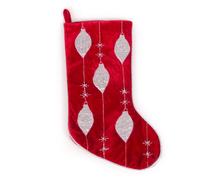 WeRChristmas - Calcetín navideño (42 cm, Bordado), Color Plateado y Rojo