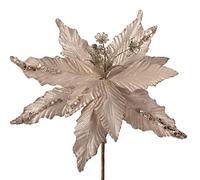 WeRChristmas Decoración de Flor de Flor de Navidad Artificial, Color Dorado, 32 cm