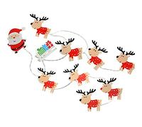 WeRChristmas - Figura decorativa LED de Papá Noel trineo y reno con nombre cadena de luces - Multicolor, Set de 11
