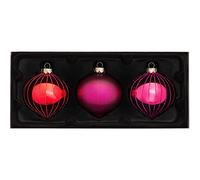 WeRChristmas Rubí Bolas de Cristal, Rojo/Morado, 3-Piece, 3