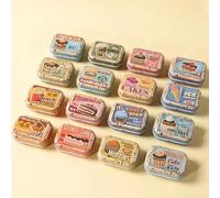 werdecade 8 cajas de almacenamiento pequeñas de metal con tapas con bisagras, cajas pequeñas de metal con tapas con bisagras, kit de almacenamiento pequeño (postre vintage)