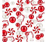 werdecade Relleno de jarrón de Navidad, 91 piezas de acrílico de bastón de caramelo, gemas de menta, rellenos sensoriales para centros de mesa de Navidad, decoración de mesa, decoración de mesa,