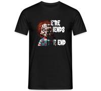 We're Friends 'Til The End - Diseño de terror espeluznante con muñeca asesina en aspecto retro, perfecta para Halloween y fans de las icónicas películas slasher camiseta para hombre, Negro , M