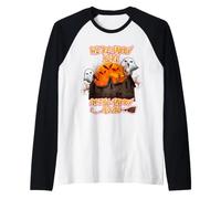 We're Happy Here in The Happy House Halloween Costume Moon Camiseta Manga Raglan