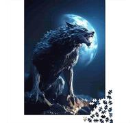WereLuna Lobo aullar 1000 Piezas Cartón Extra Grueso Rompecabezas De Bricolaje para Adultos Y Niños De 12 Años Divertido Y Desafiante Juego De Familia Hermosa Decoración 52x38cm/1000pcs