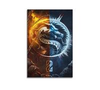 WERETUN Mortal Kombat - Póster decorativo de juego de hielo y fuego, lienzo para pared e impresión artística moderna para dormitorio familiar, 50 x 75 cm