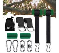 Werfeito Kit de columpio para árbol de 10 pies con capacidad para 2200 libras (juego de 2), correas extralargas para columpio de árbol con protector de árbol, mosquetón resistente y giratorio,