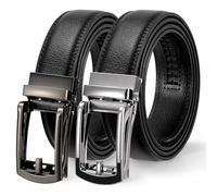 WERFORU 2 cinturones de cuero para hombre, cinturón automático de cuero para traje y ocio, cinturón de trinquete para hombres con hebilla automática, 130cm/für Taillengröße 90-110cm