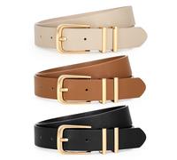 WERFORU 3 piezas de cinturón de cuero de las señoras de la moda lindo cinturón de cintura para las mujeres pantalones vaqueros vestidos, A-negro+marrón+beige, Passt Taillengröße 96-105cm