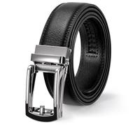 WERFORU Cinturón automático de piel para hombre, sin agujeros, para traje y ocio, 33 mm de ancho, B-negro., 130cm/für Taillenumfang 90-115cm