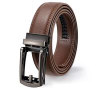 WERFORU Cinturón automático de piel para hombre, sin agujeros, para traje y ocio, 33 mm de ancho, C-marrón., 115cm/für Taillenumfang 75-100cm