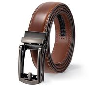 WERFORU Cinturón automático de piel para hombre, sin agujeros, para traje y ocio, 33 mm de ancho, D-marrón., 130cm/für Taillenumfang 90-115cm