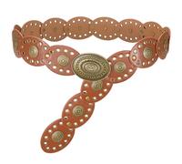 WERFORU Cinturón de Concho para Mujer, Ancho, Estilo Boho Western, Cinturón de Cintura Boho para Vestidos, Faldas y Jeans, A-marrón., 135 cm(für Taillenumfang unter 124 cm)