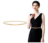 WERFORU Cinturón de metal delgado para mujer con cintura dorada elástico de metal para vestido, A-oro, cintura 91-101 cm