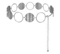 WERFORU Cinturón de mujer de moda, cinturón de cadena de metal, cadena de cintura ajustable, cadena de cadera para vestidos, C-Silber, Länge 130cm (Passt Taille unter 115cm)