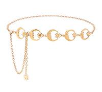 WERFORU Cinturón de mujer de moda, cinturón de cintura, cinturón de cadena de metal, cadena de cintura ajustable, cadena de cadera para vestidos, B-oro, Länge 130cm (Passt Taille unter 115cm)