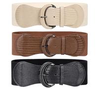 WERFORU Cinturón elástico ancho de las mujeres Cinturón elástico para el vestido, B-negro+marrón+beige, Anzug für Taillenumfang 94-107cm