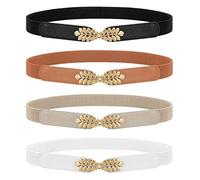 WERFORU Cinturón elástico de cintura para mujer, cinturón ancho vintage para vestido de mujer, moderno, cinturón elástico RCA, A-negro+blanco+marrón+beige, Passt Taillenumfang 82-99cm