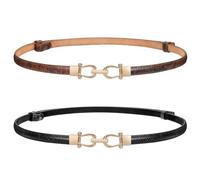 WERFORU Cinturón estrecho para mujer con cierre de metal ajustable para mujer, cinturón delgado para pantalones vaqueros vestidos, A-negro+marrón, Anzug für Taillengröße unter 94cm