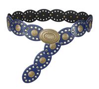 WERFORU Concho - Cinturón ancho para mujer, estilo bohemio, para vestidos, faldas y vaqueros, A-azul marino, 120 cm(für Taillenumfang unter 109 cm)