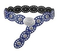 WERFORU Concho - Cinturón ancho para mujer, estilo bohemio, para vestidos, faldas y vaqueros, B-azul marino, 120 cm(für Taillenumfang unter 109 cm)