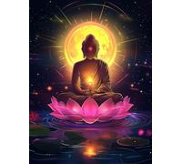 Wergond Estatua de Buda Diamond Painting, Diamond Painting Adultos Religión, Pintura Diamante Punto de Cruz Diamante Rhinestone Bordado Manualidades Decoración de Pared del Hogar 30x40cm