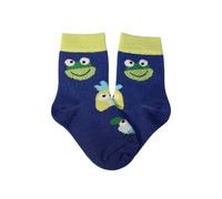 Weri Spezials Baby Chaussettes, Coton merc., Couleur: Bleu, "Droles d'animaux", Taille: 0-3 mois (13-14)