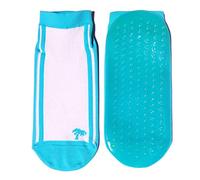 Weri Spezials Calcetines de playa para bebés, niños y adultos con revestimiento ABS, calcetines de playa para niñas y niños, zapatos de natación con palmeras, turquesa, 23-26
