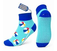 Weri Spezials Calcetines de playa para niños con revestimiento ABS, Bolas de playa turquesa, 31-34 cm