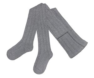 Weri Spezials Leotardos para mujer, diseño trenzado, algodón ecológico con entrepierna cómoda. Grau Bergstrümpfe 36-38