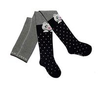Weri Spezials Medias para bebés y niños para niñas: ¡los gatos son tan agradables! En diferentes diseños y variaciones de color., Color negro y gris en la rodilla., 122 cm-128 cm
