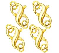 WERIGONI 4 Piezas Cierre de Cadena de Oro con Doble Apertura, Cierre de Extensión de Pulsera y Cierre de Eslabón de Collar en Oro de 18 Quilates