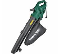WERKA PRO Soplador triturador de Hojas 3000w | Uso en jardín y exterior, 3 en 1 con cable, bolsa de recuperación 35L, correas incluidas, verde y negro, mayor manejabilidad