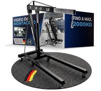 WERKTHOR Grúa de taller profesional plegable de 2000 kg, elevador de motor 2T Heavy Duty, grúa hidráulica, color negro, 6 ruedas, para camiones y uso industrial