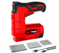 Werktough Pistola de grapas inalámbrica de 4 V, 2 en 1, cable USB para grapas, 2000 clavos y mm (T53: 8 x 1000 + 6 x 500, T47: 10 x 500), color rojo