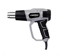 Werku WK402070, Pistola Aire Caliente, Calidad Profesional, Potencia 2000 W, Control Temperatura 50-600ºC, Control Aire 300-500 LPM, Incluye Maletín y Accesorios