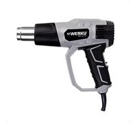 Werku WK402080, Pistola Aire Caliente Digital, Calidad Profesional, Potencia 2000 W, Control Temperatura 50-600ºC, Control Aire 300-500 LPM, Incluye Maletín y Accesorios