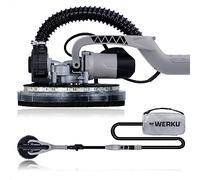 Werku® WK403070 Lijadora Circular Paredes Techos Autoaspirante | Calidad Profesional Potencia 750 W Disco 225 mm Sistema Luz LED Incluye Disco Lijado y Manguera