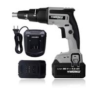 Werku WK403450+WK403470+WK403480, Atornillador Paneles-Placas Inalámbrico, Calidad Profesional, Potencia 20 V, Motor Brushless, Sistema Luz LED Visión, Incluye Batería y Cargador