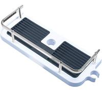 Werkzeyt ZYT330596 - Estante de Ducha (323 x 120 mm, con Borde Protector y Rejilla de Goteo, Soporte Integrado para Ducha de Mano, plástico ABS, Color Blanco y Cromado)