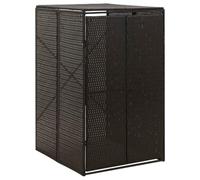 WERNBUPS Caja para contenedores de basura para 1 tonelada, polirratán con tapa, color negro, 70 x 80 x 117 cm, marco de acero pulverizado, puertas con cerradura, incluye instrucciones de montaje