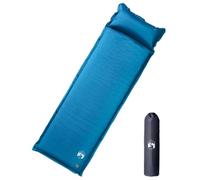 WERNBUPS Colchoneta autoinflable con cojín turquesa | Espuma viscoelástica con revestimiento de PVC, impermeable, ampliable, incluye bolsa de transporte